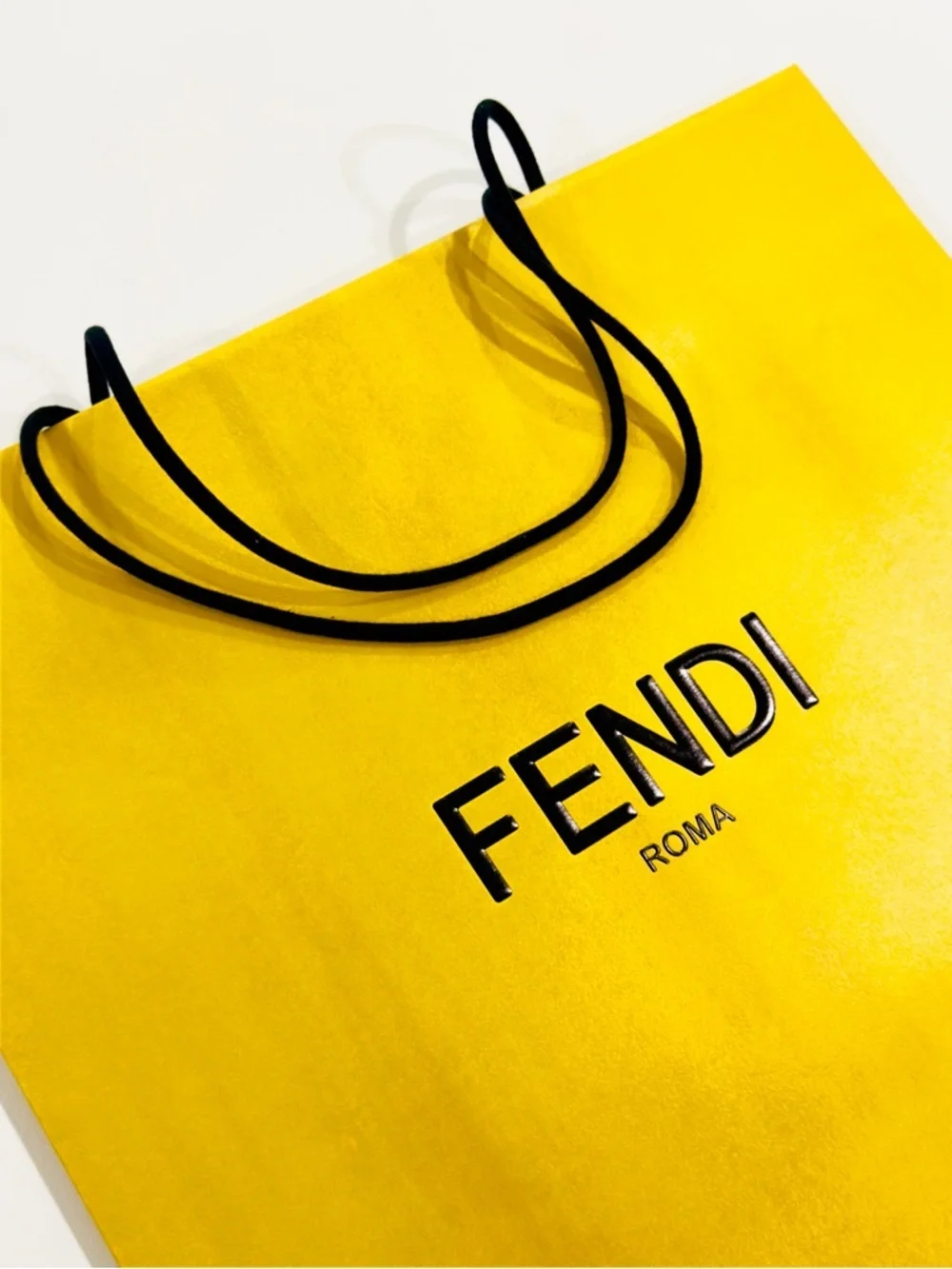 FENDI Roma Reusable Paper Shopping Gift Bag Yellow Size 15.5 “ By 16.5”